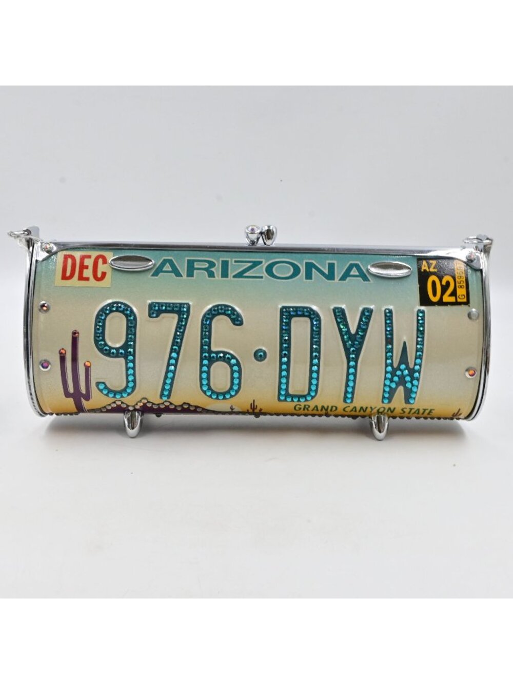 Little Earth Arizona License Plate Recycled Handbag Purse W/ Swarovski Crystals